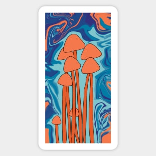 Groovy Orange Mushroom Family Sticker